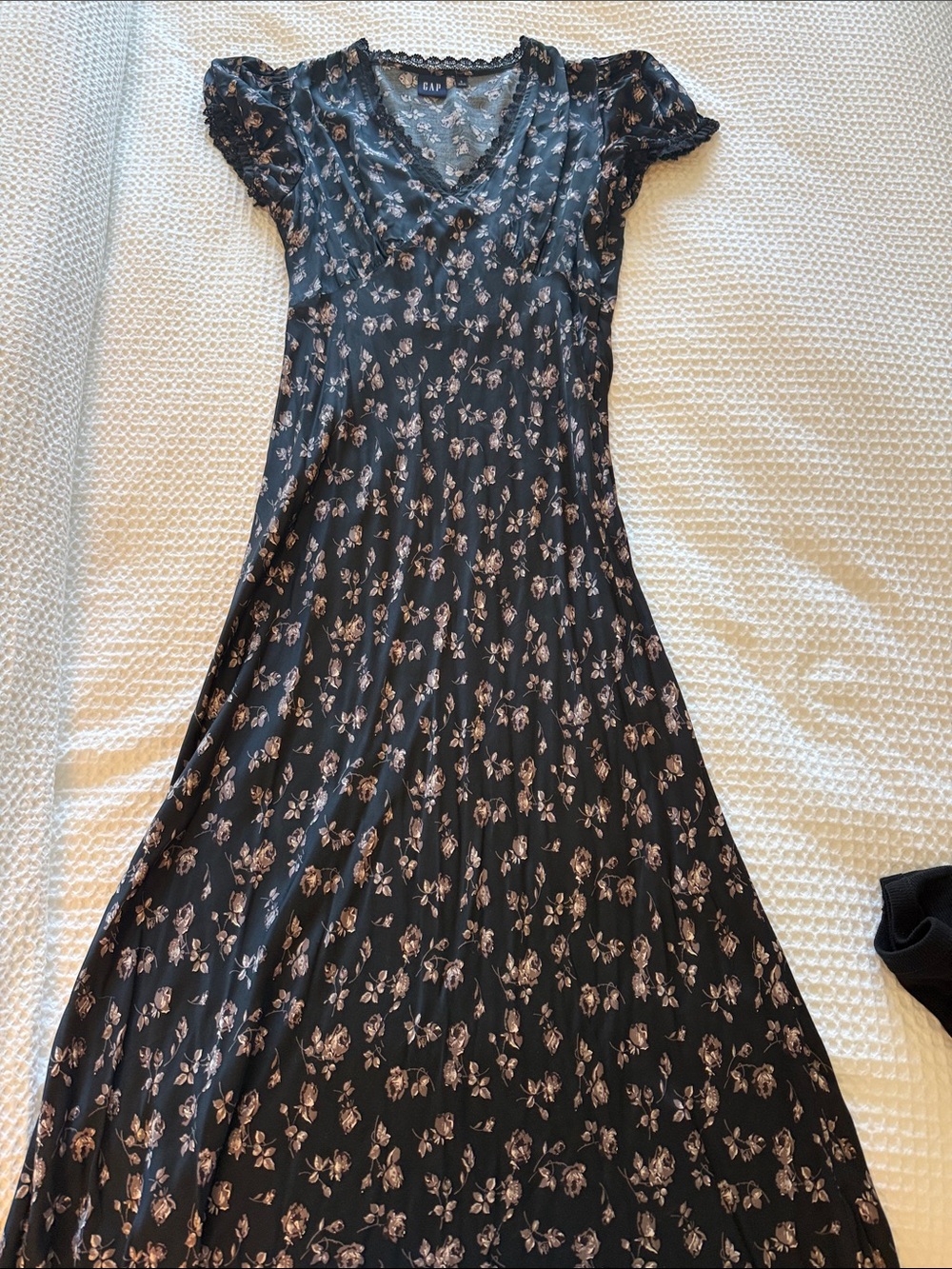 Black Floral Satin Maxi Dress 90’s Style